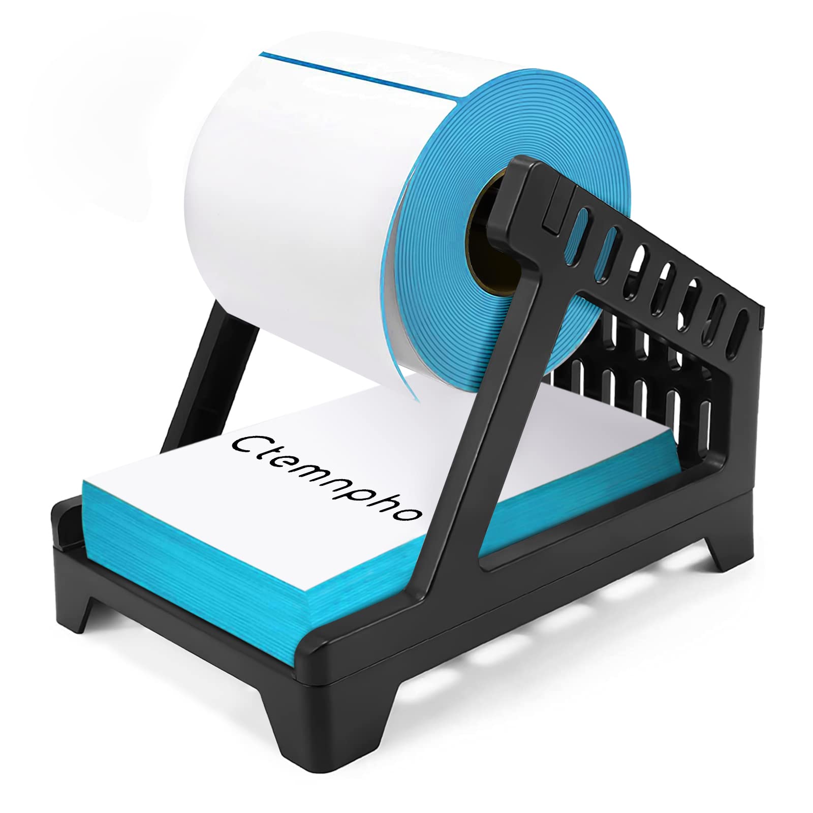Large Label Holder for Rolls & Fan-Fold Labels - Desktop Organizer for Home & Office - Compatible with Zebra, Brother Printers - Perfect for Shipping Labels, Inventory Management (Black)