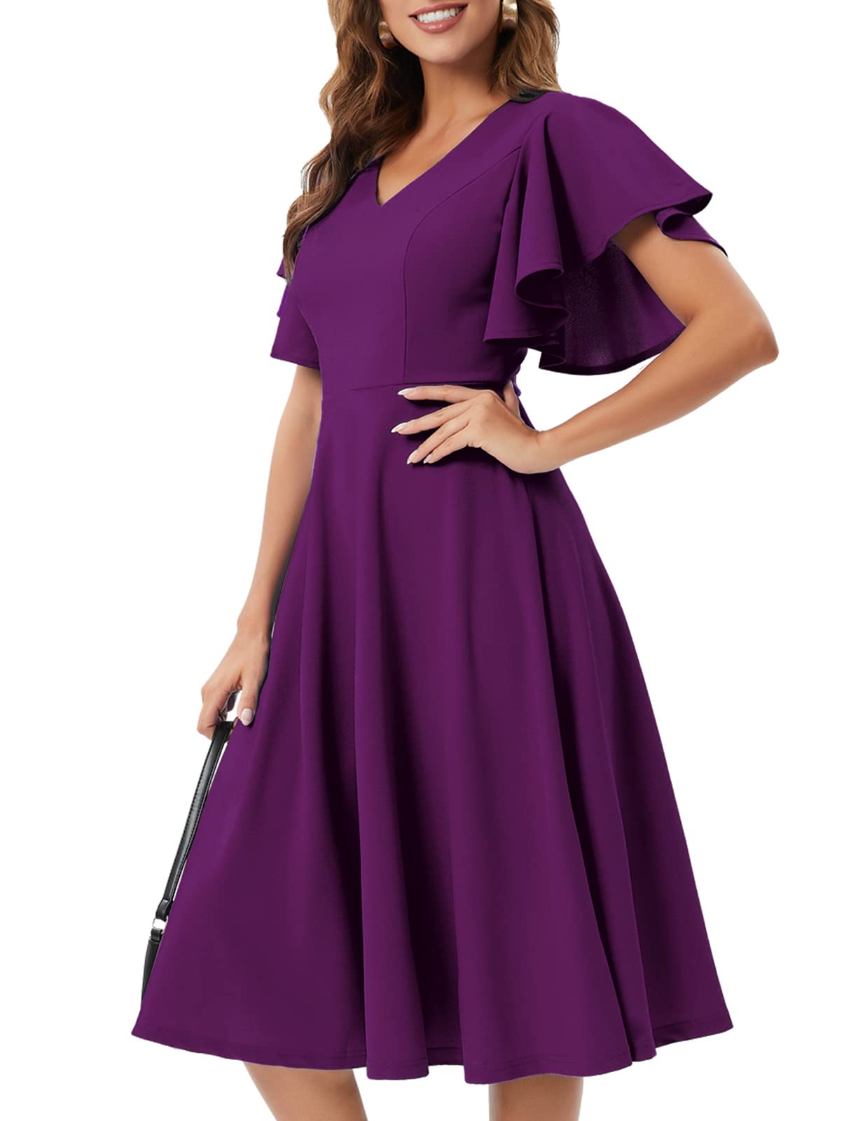 Elegant 2024 Bridesmaid Cocktail Dresses for Women - Sleeved Midi Wedding Guest Dress & Formal Tea Party Attire | Perfect for Weddings, Garden Parties & Special Occasions