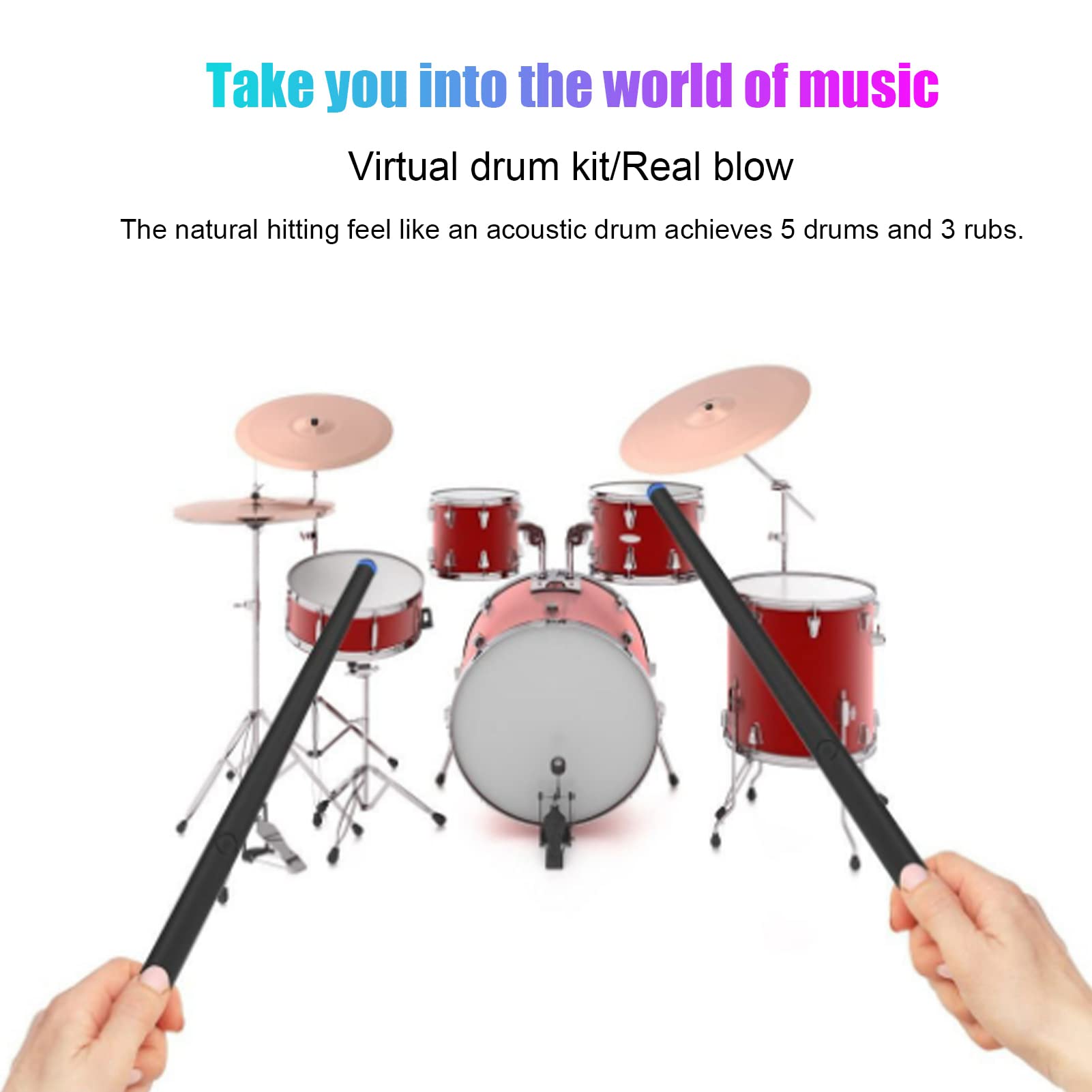 Professional Electronic Air Drum Set with Somatosensory Technology - Includes Drumsticks, Cymbals, Console & Bass Drum - Perfect for Home Practice, Music Learning & Silent Play with Headphones