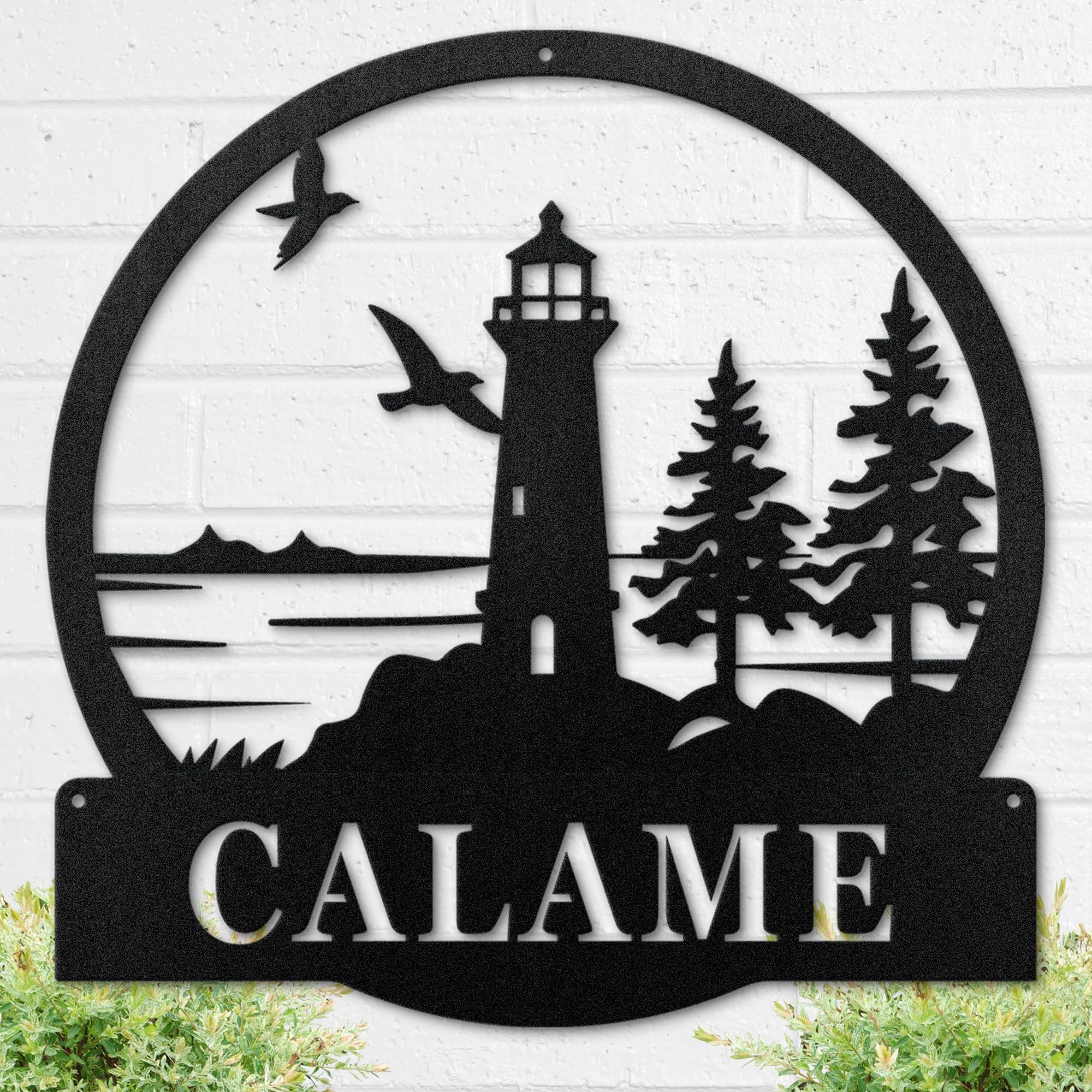 Custom Lighthouse Metal Sign - Personalized Nautical Wall Art for Home & Beach House Decor - Outdoor & Indoor Lighthouse Sculpture - Perfect for Coastal, Living Room, Patio, or Garden Decor