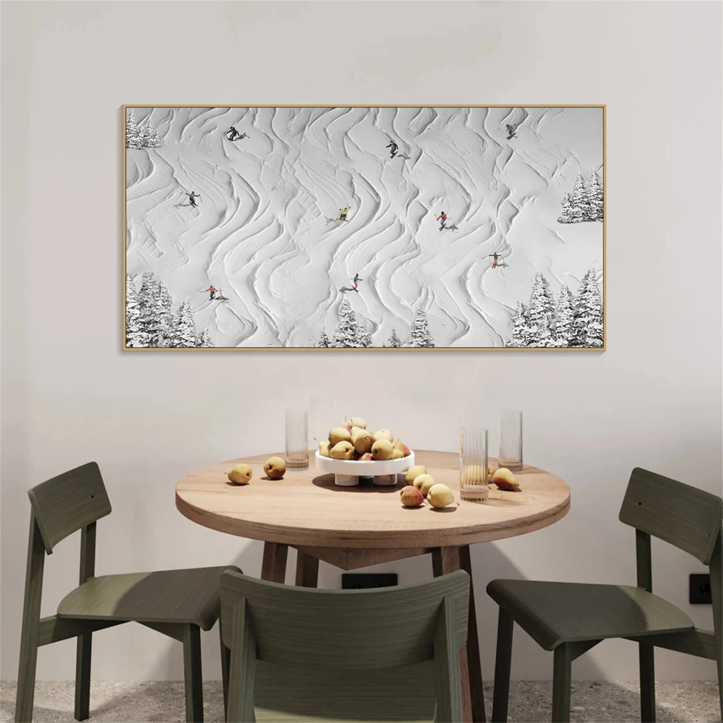 Premium Skiing Sport Art Textured Canvas Painting - Winter Sports Decor for Home & Office (Style #MM212) | Perfect for Ski Lodge, Mountain Cabin & Sports Enthusiast Gifts