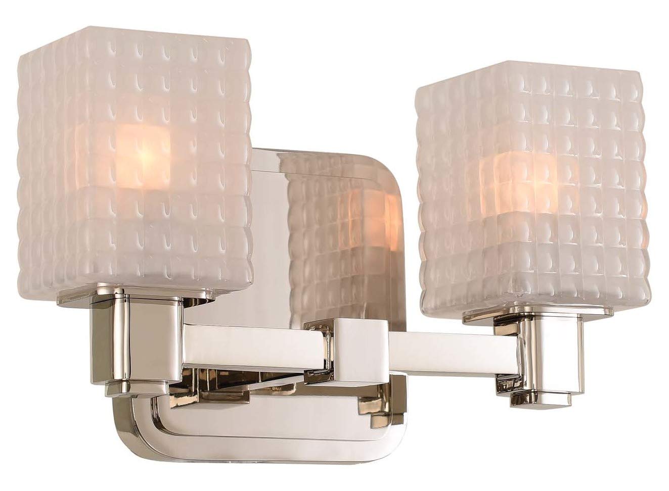 Avanti 2-Light Bathroom Vanity Light Fixture in Polished Nickel - Perfect for Modern Bathrooms & Powder Rooms