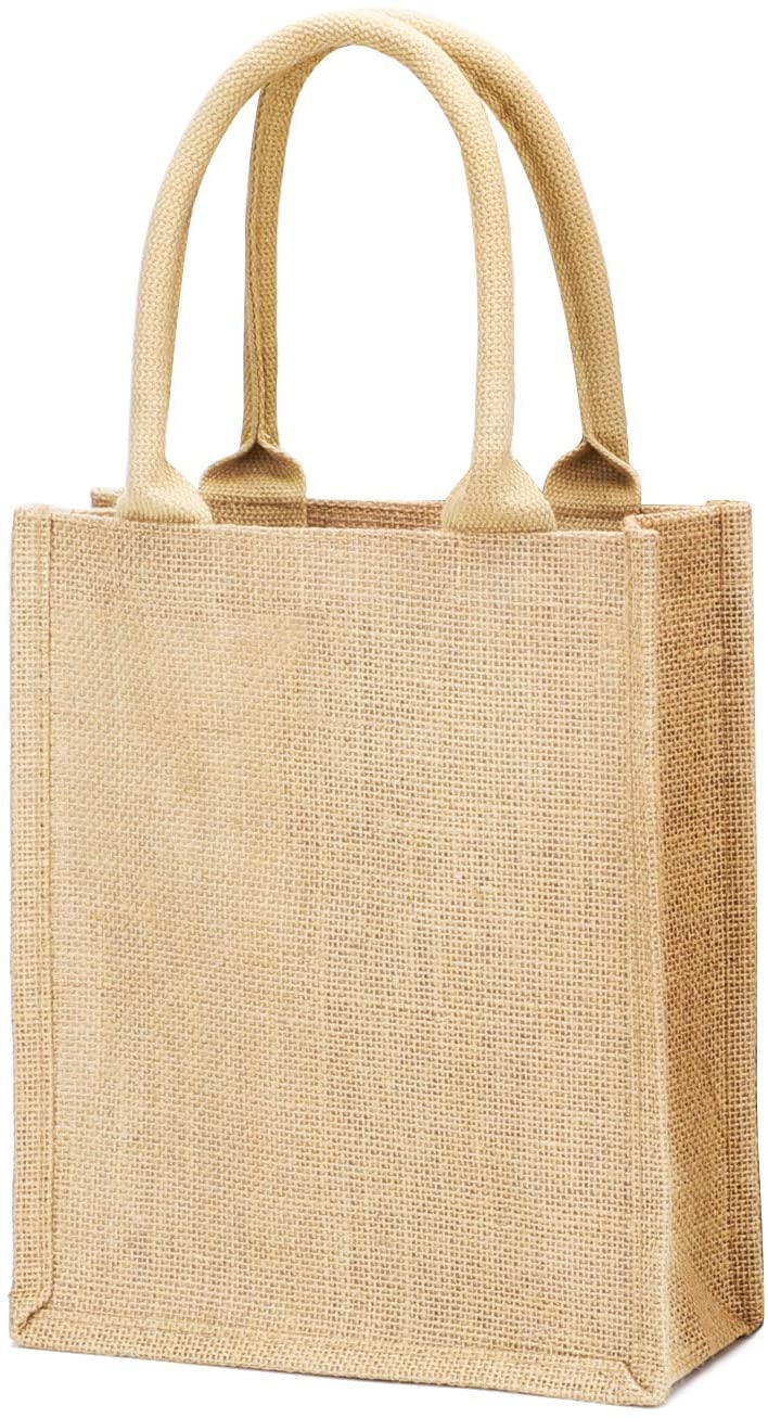 Eco-Friendly Jute Burlap Tote Bags - Heavy Duty Reusable Natural Jute Shopping Bags for Bridesmaids, Weddings, Groceries & Gift Giving | Perfect for Sustainable Shopping, Beach Trips & Farmers Market Use