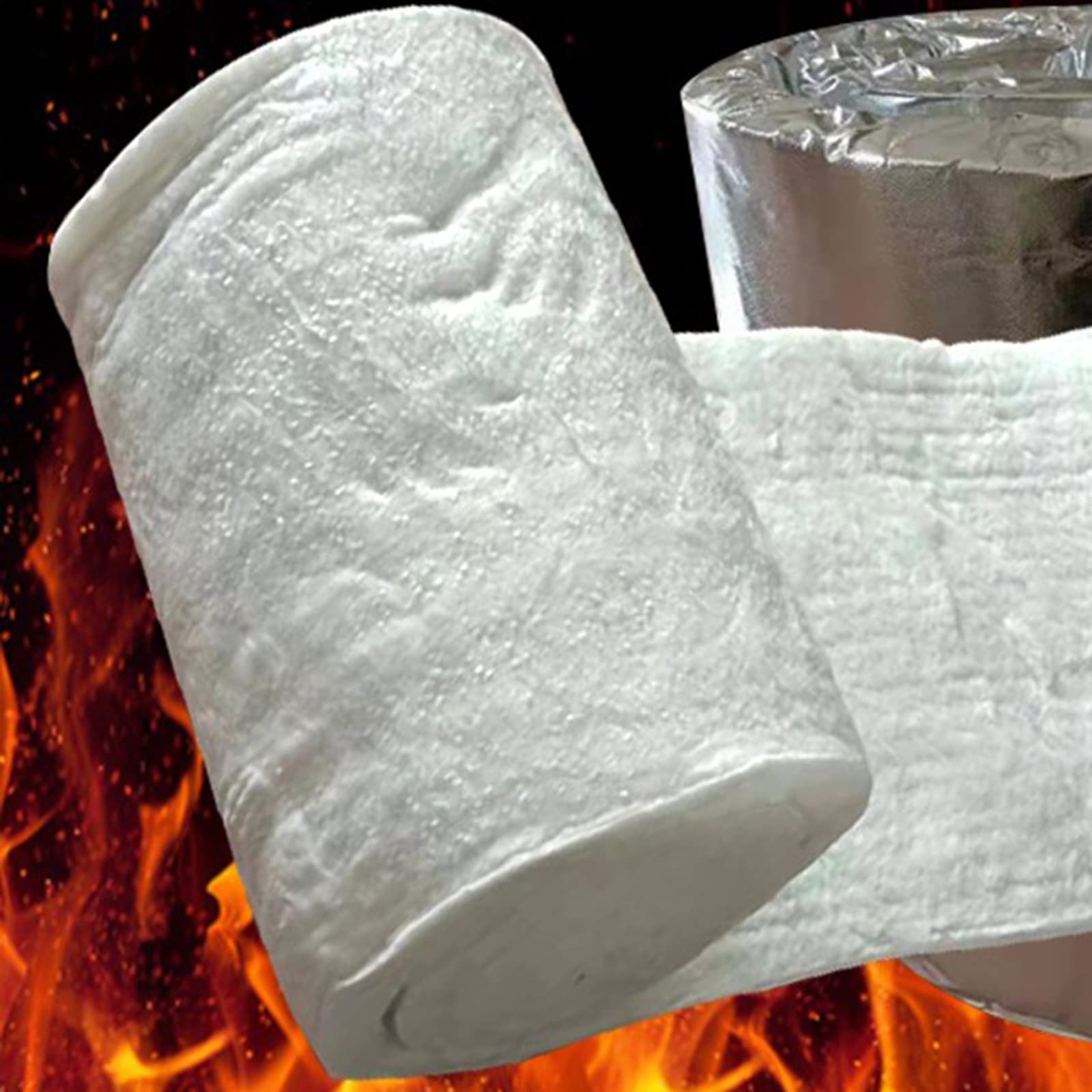 High-Temperature Ceramic Fiber Blanket - Fireproof Insulation Baffle for Forge, Wood Stove, Pizza Oven - Heat Resistant 50mm Thick (0.61x3.6m) - Ideal for Kilns, Fireplaces & DIY Projects
