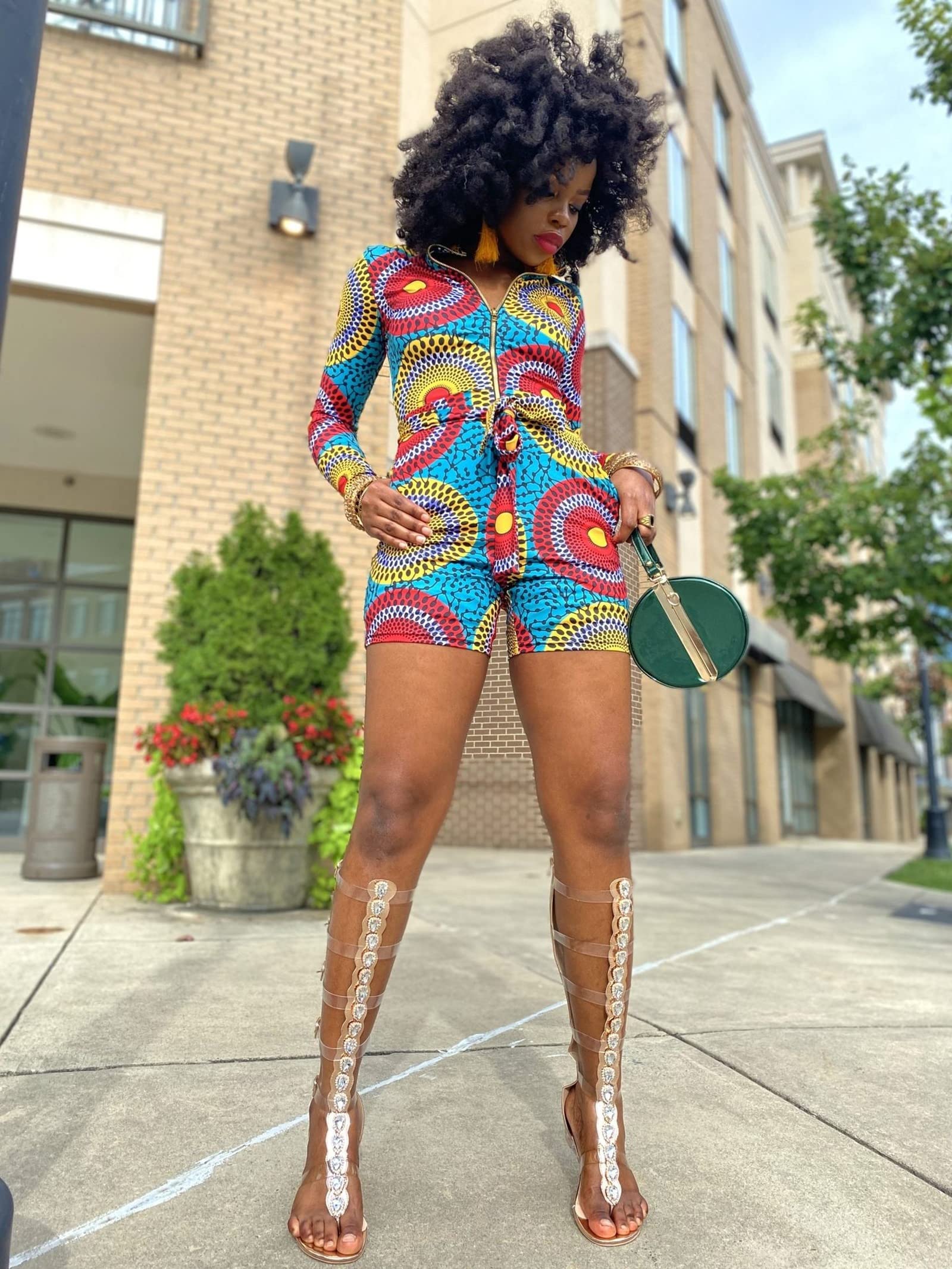 African Print Short Jumpsuit for Women - Stylish Summer Romper with Vibrant African Patterns - Perfect for Beach Vacations, Music Festivals & Cultural Events
