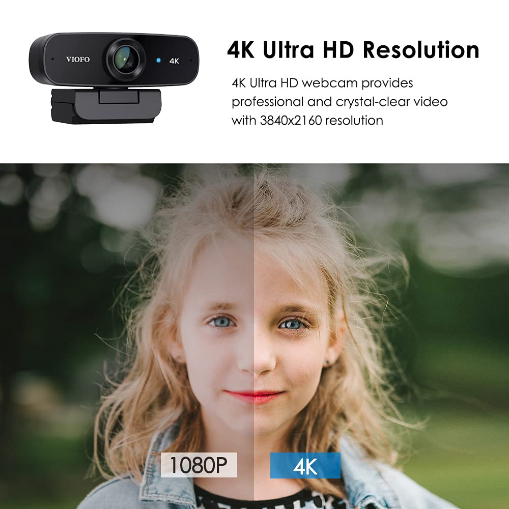 VIOFO 4K Webcam with Mic for PC/Mac - Perfect for Zoom, Gaming & Streaming