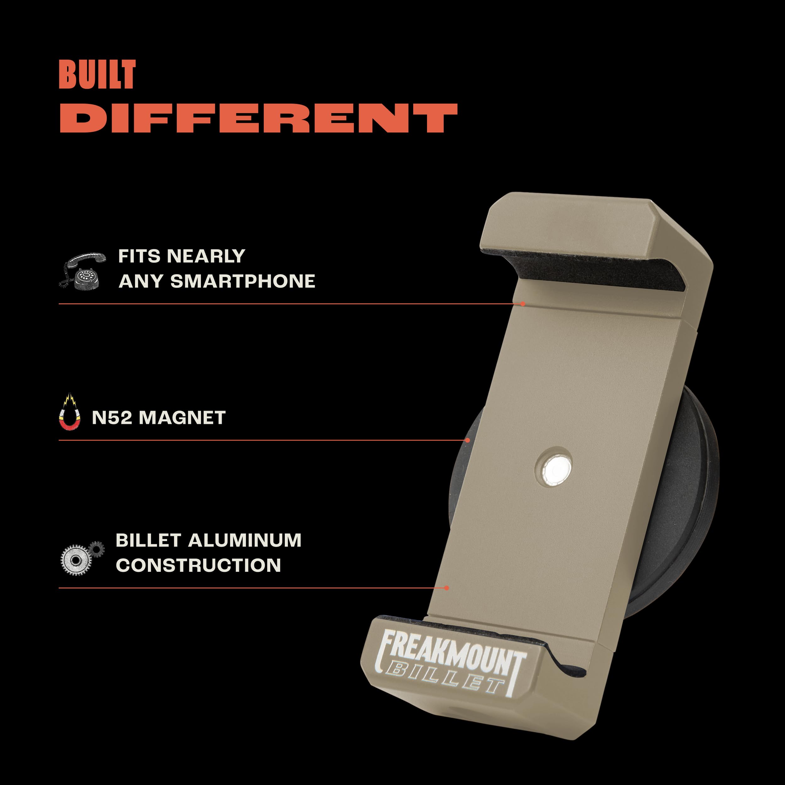 FREAKMOUNT Magnetic Motorcycle Phone Mount for Harley Davidson - Premium Billet Aluminum Phone Holder for Gas Tank - Strong Magnet Phone Accessories for High-Speed Riding - Universal Fit for Most Smartphones in Carbon Grey - Perfect for Adventure Riding, Commuting & GPS Navigation