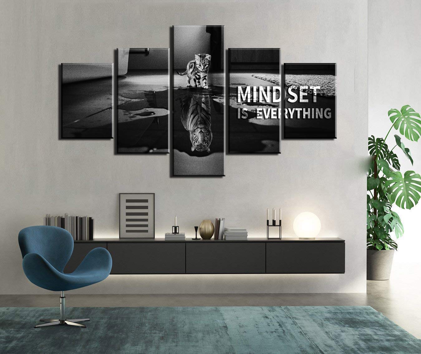 YOUHONG 5-Piece Mindset Is Everything Wall Art Set - Inspirational Motivational Posters with Positive Quotes for Home & Office Decor (70''W x 40''H) - Perfect for Living Room, Bedroom, or Workspace