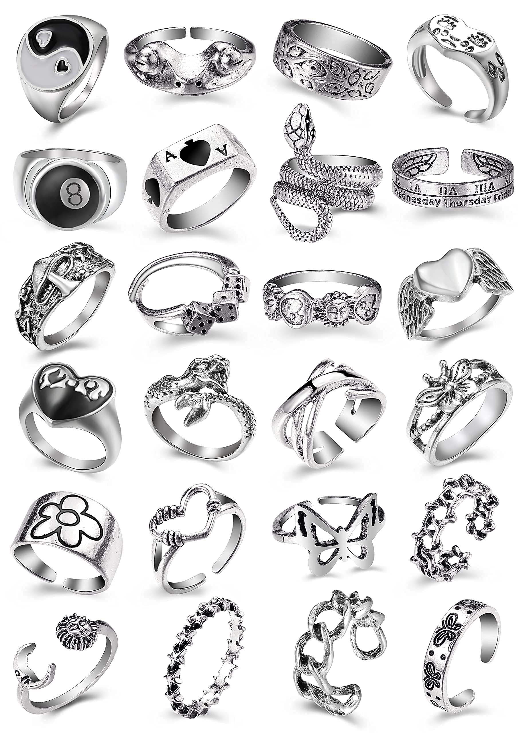 Vintage Silver & Gold Punk Knuckle Rings Set for Men & Women - Gothic Open Finger Rings for Punk Rock Fashion & Everyday Wear