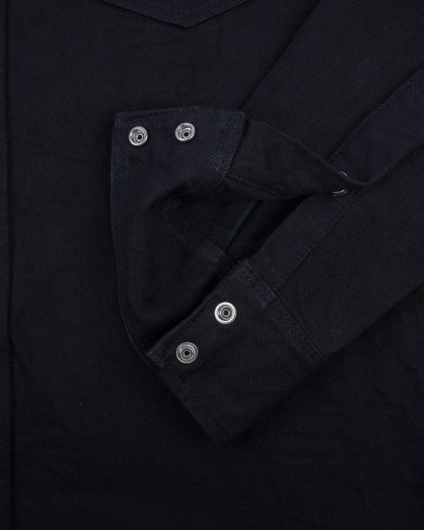 Iron Heart IHSH-396 13.5oz Heavyweight Denim Western Shirt for Men - Black - Durable Workwear & Casual Style for Outdoor Adventures and Everyday Wear