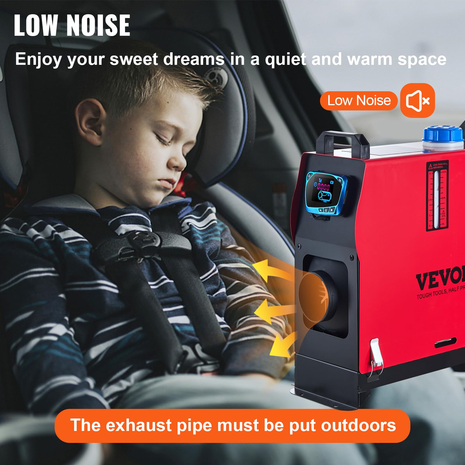VEVOR 12V 5KW Diesel Air Heater with LCD Switch - Portable Auxiliary Heater for Trucks, Vans, RVs & Camping - Fast Heating in Cold Weather