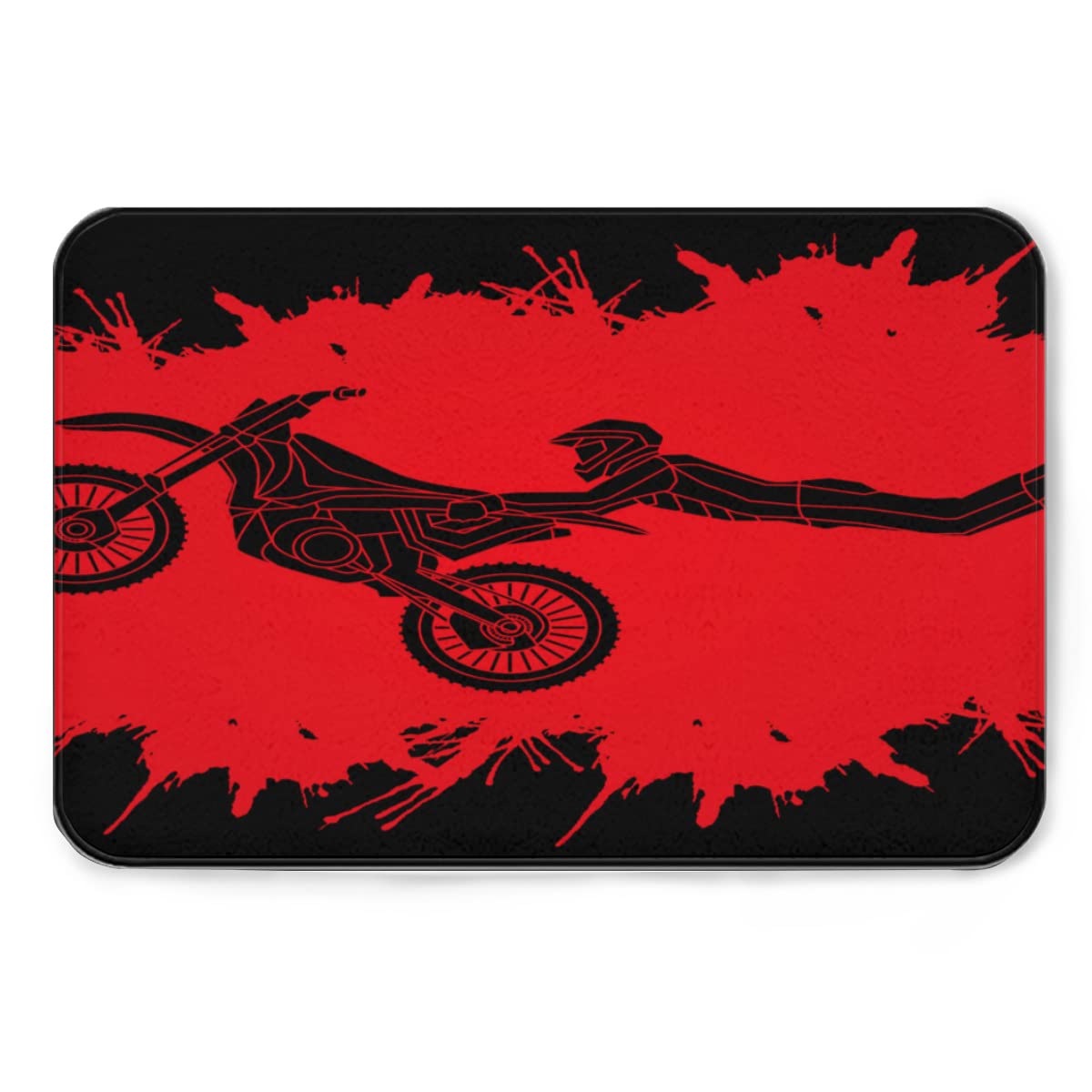 16x24 Inch Freestyle Motocross Flying Trick Splatter Blood Design Non-Slip Absorbent Flannel Fabric Mat - Perfect for Kitchen, Shower, Floor, Game Room & Pet Area
