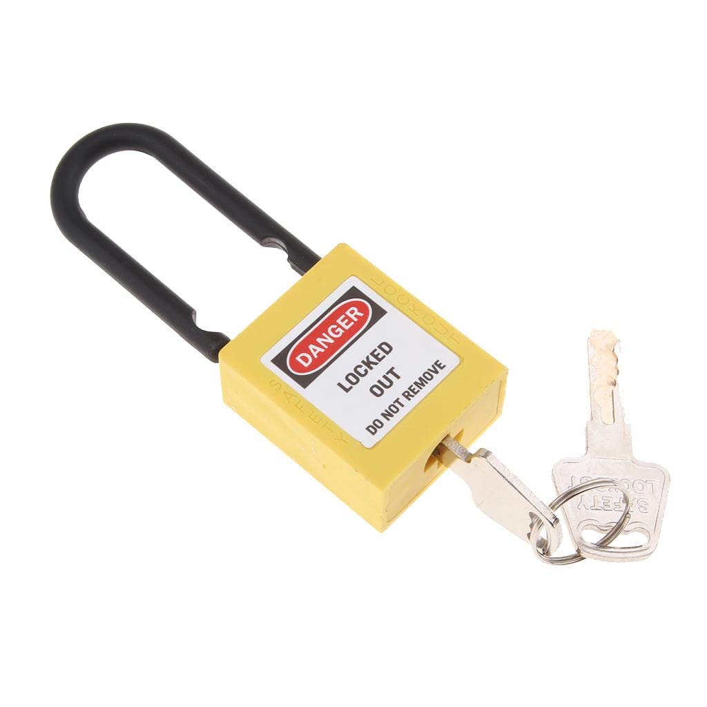 Baosity 1.5 Inch Safety Padlock with Keyed Different - High Security Lock for Storage, Toolbox, Locker & Gym - Yellow Shackle Clearance