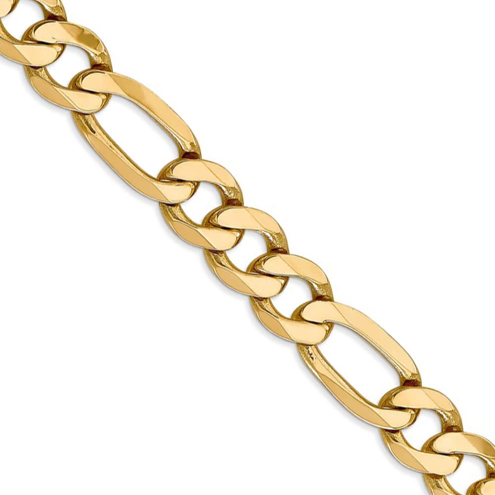 14k Yellow Gold 10mm Black Bow Jewelry Flat Figaro Chain Necklace for Women, Perfect for Everyday Wear, Gifts, and Special Occasions