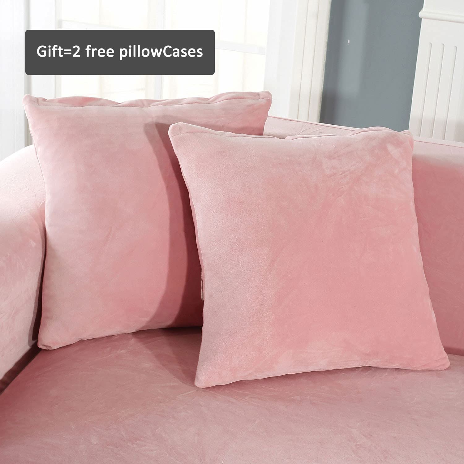 Stretch L-Shaped Sectional Sofa Slipcover - 4+5 Seat Couch Cover for Pets & Kids, Soft Furniture Protector for Living Room (Pink) - Perfect for Family Homes with Dogs & Children