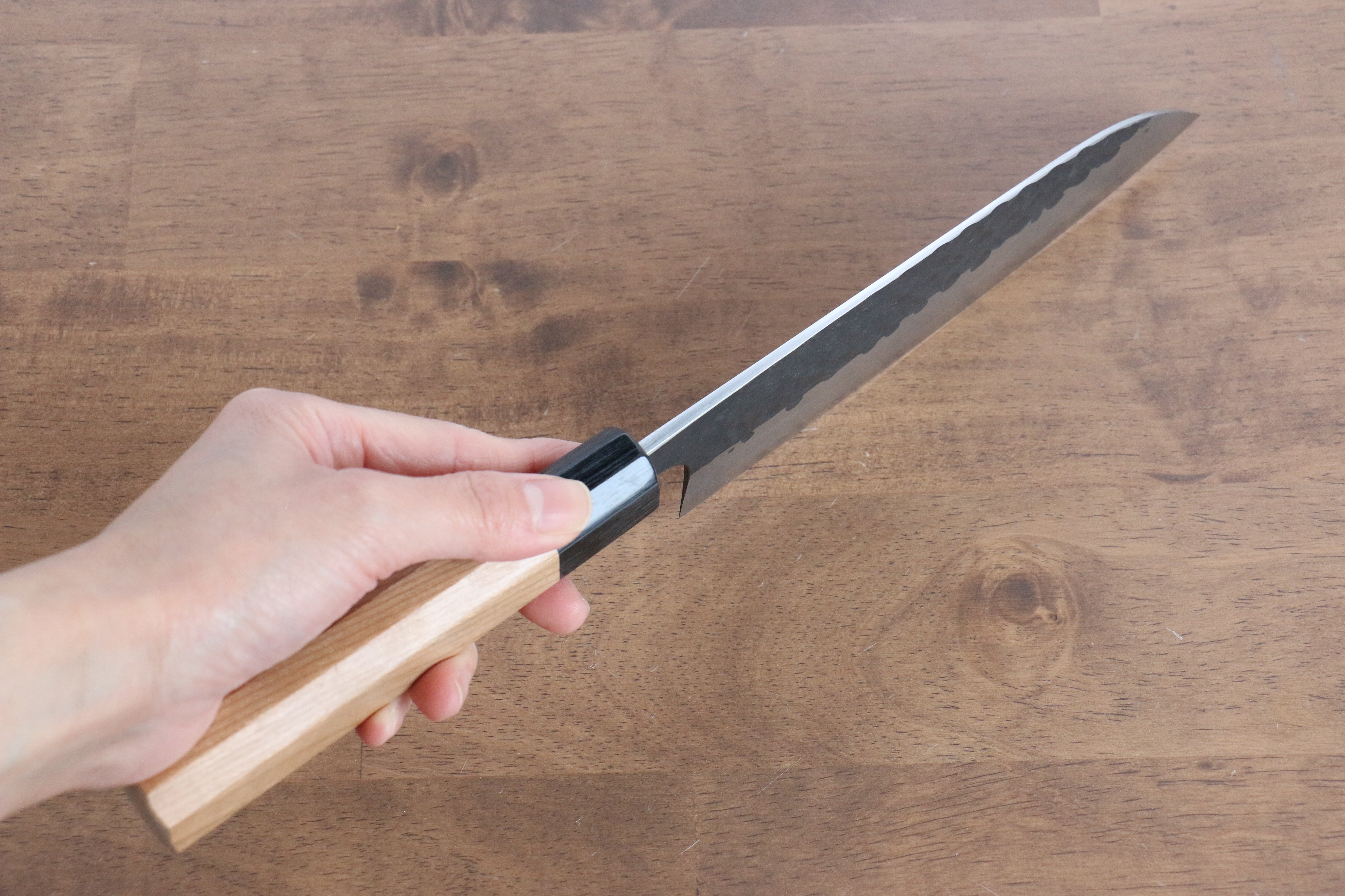 Masakage Koishi Blue Super Santoku Knife 165mm - Japanese High Carbon Steel Blade with American Cherry Wood Handle - Perfect for Slicing, Dicing, and Chopping Vegetables, Meat, and Fish