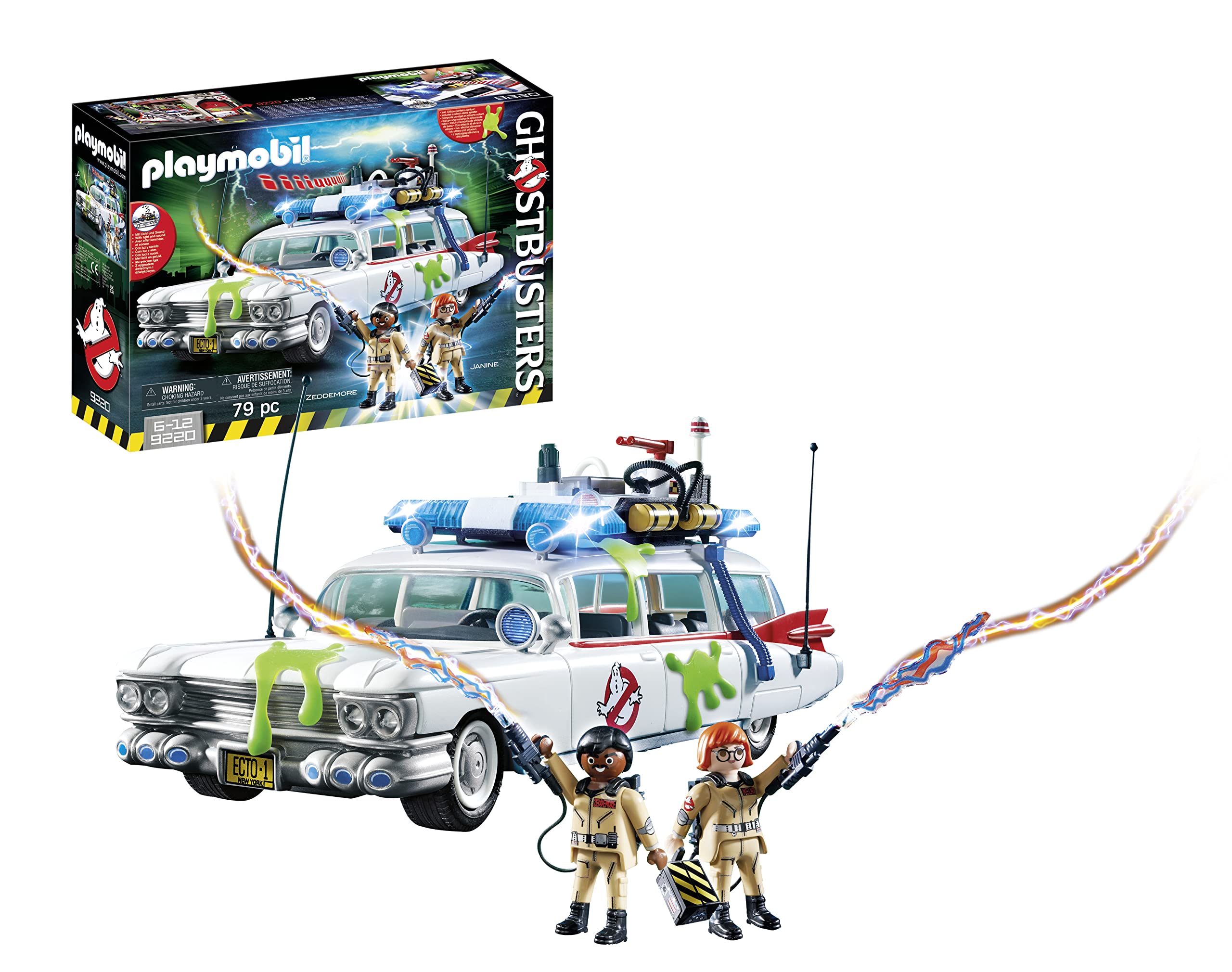 PLAYMOBIL Ghostbusters 9220 Ecto-1 with Light & Sound Module | Collectible Toy Car for Kids Ages 6+ | Perfect for Pretend Play, Birthday Gifts & Ghostbusters Fans