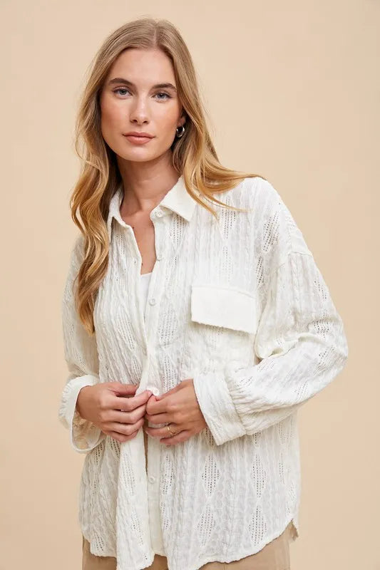 Stylish Button Down Drop Shoulder Shirt for Men & Women | Casual Oversized Blouse | Perfect for Work, Date Night & Weekend Outfits