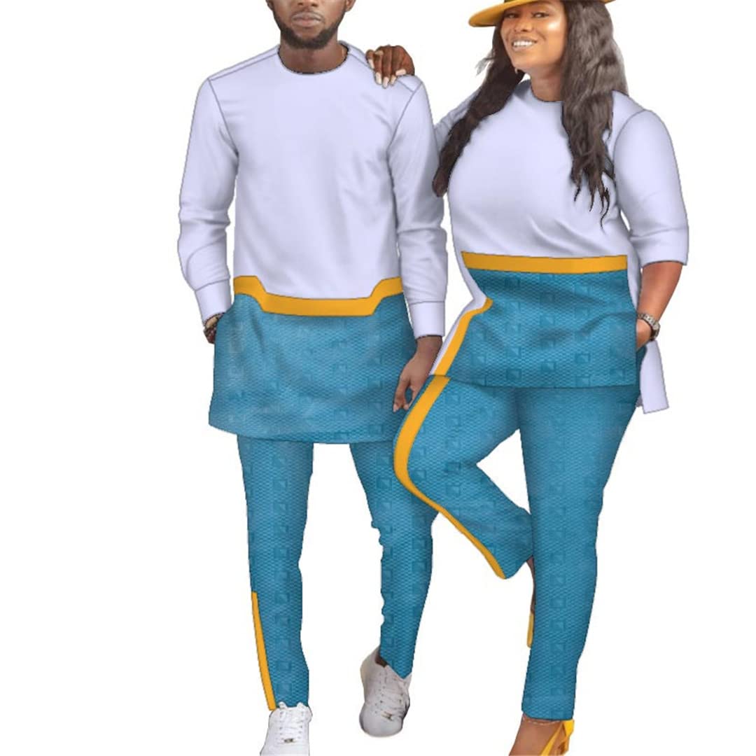 African Couple Matching Outfits - 2 Piece Dashiki Print Lovers Set - Plus Size Traditional Clothing (XXXL) - Perfect for Valentine's Day, Anniversary & Cultural Celebrations
