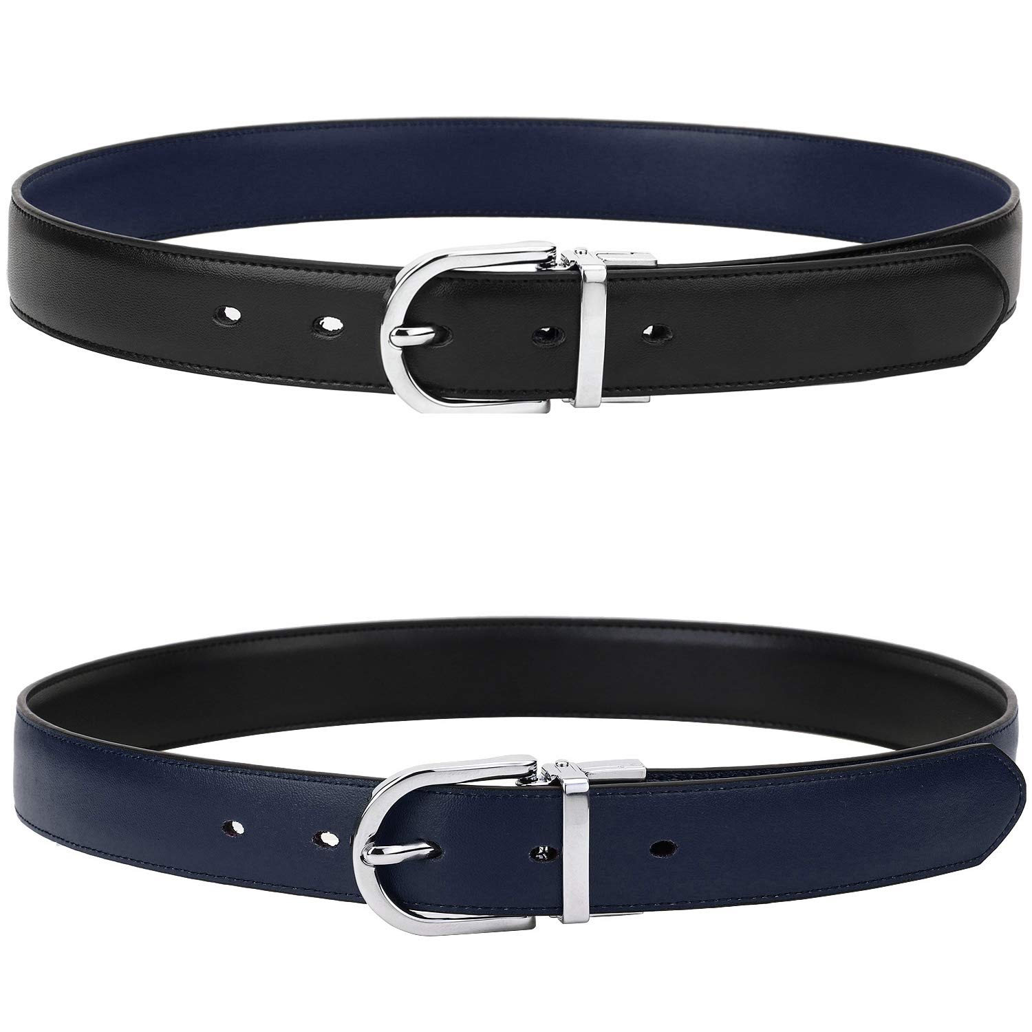 Falari Reversible Genuine Leather Belt for Women & Kids - 2 Colors in 1 Belt with Single Prong Buckle | Perfect for Office, Casual Wear & Gift Giving