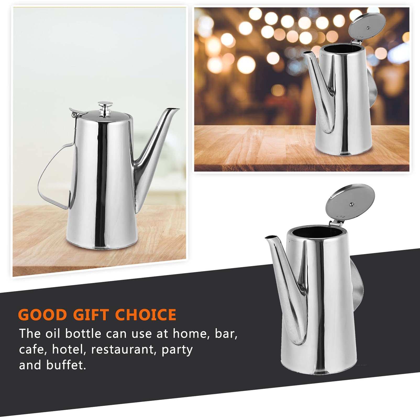 1pc Stainless Steel Oil Bottle - Kitchen Oil Dispenser, Soy Sauce Pot, Sesame Oil Container, Cold Water Kettle for Cooking & Food Storage | Perfect for Home Kitchen, Restaurant, and Meal Prep
