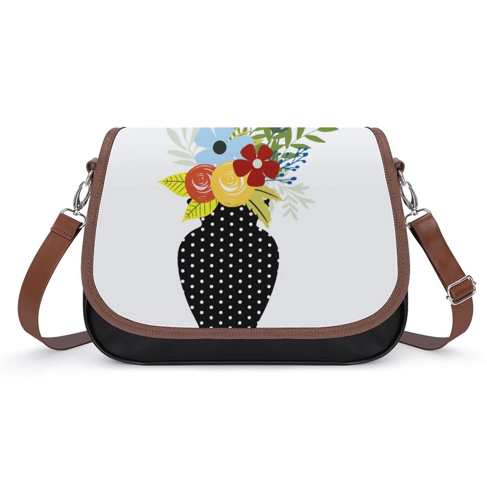 Vintage Floral Printed Leather Shoulder Crossbody Bag for Women - Medium Hobo Purse with Top Handle - Perfect for Daily Use, Work, and Travel