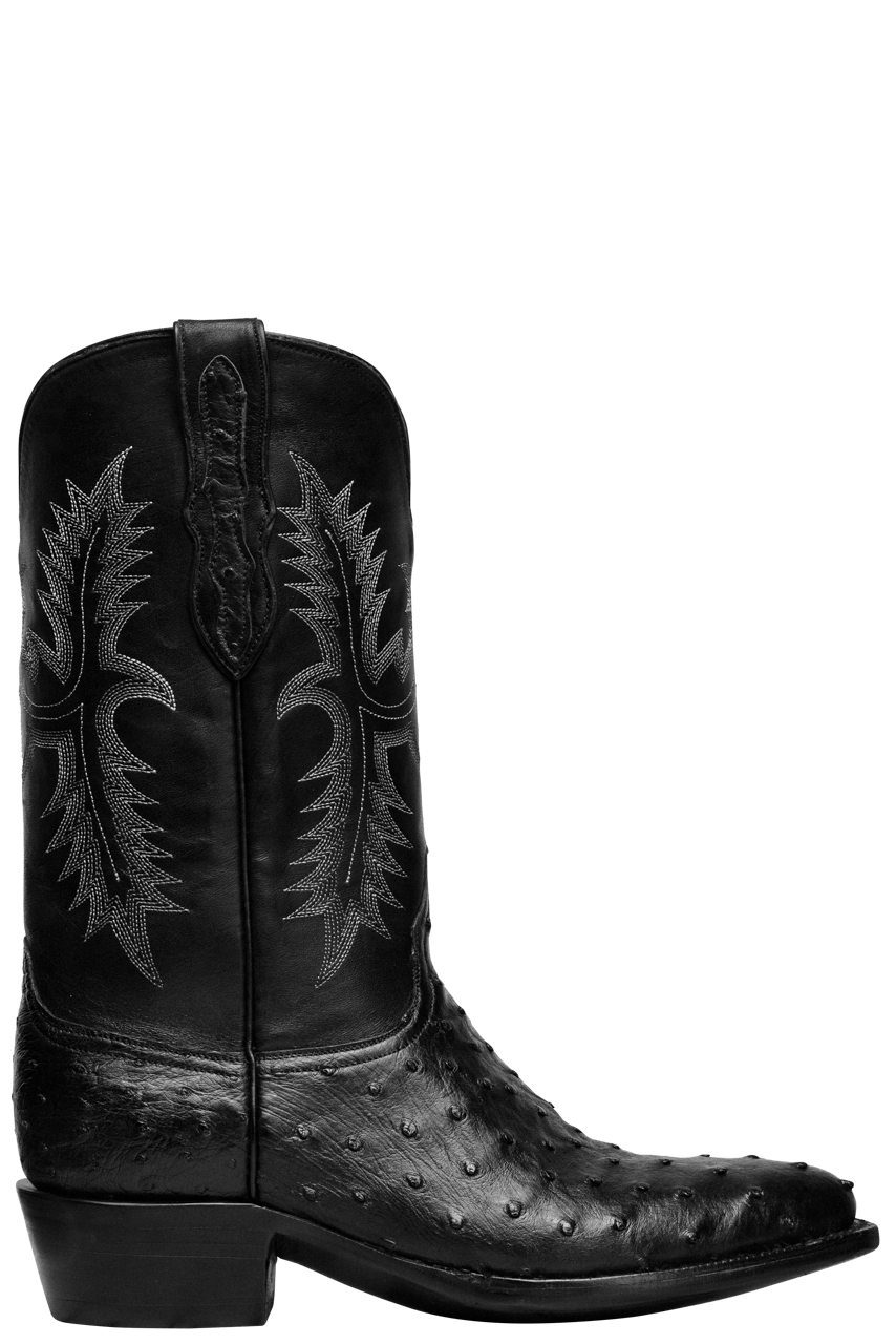 Premium Black Jack Full Quill Ostrich Cowboy Boots for Men - Genuine Exotic Leather Western Boots - Perfect for Rodeo, Country Dancing & Outdoor Adventures