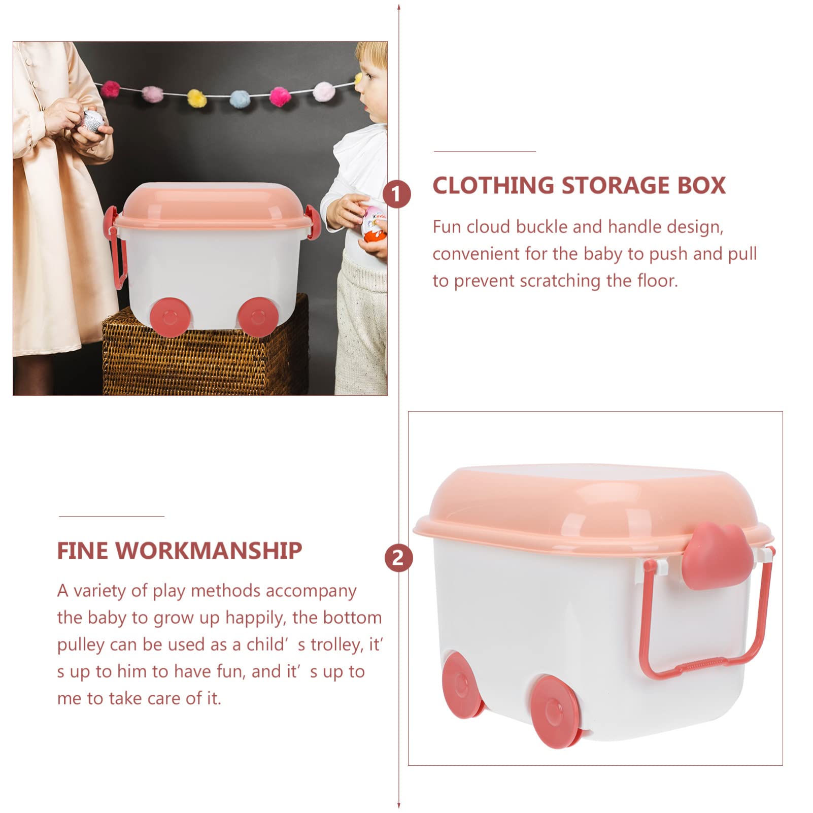 Plastic Storage Box with Wheels & Lid - Cabilock Organizer Bin for Books, Toys & Supplies | Portable Chest Container for Kids Room, Garage & Office Organization