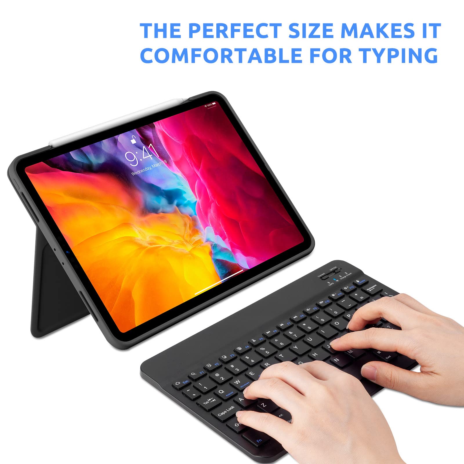 Wireless Bluetooth Keyboard for Kindle Fire HD 10/8/Fire Max 11 - Slim Portable Black Keyboard | Perfect for Home Office, Online Learning & Travel Typing