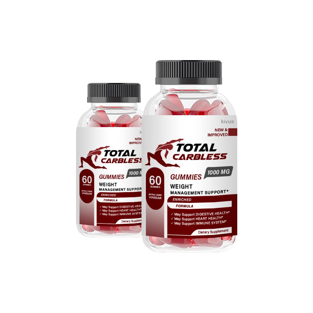 (2 Pack) Total Carbless ACV Gummies - 120 Count | Sugar-Free Apple Cider Vinegar Supplement for Weight Loss & Digestion | Keto-Friendly, Vegan Gummy Vitamins for Daily Wellness & Detox