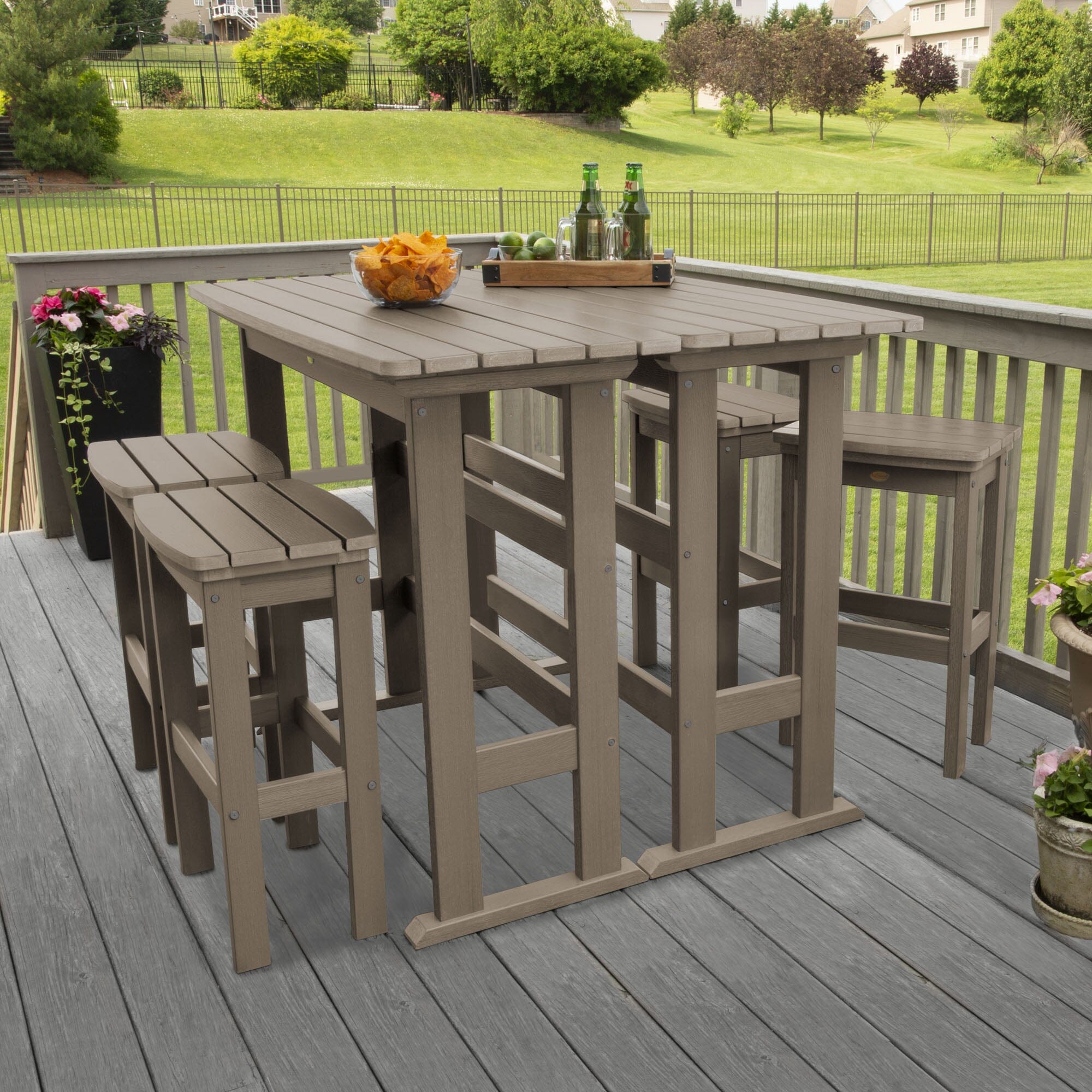 Lehigh 6-Piece Bar Height Balcony Patio Set - Outdoor Dining & Relaxing Furniture for Small Spaces