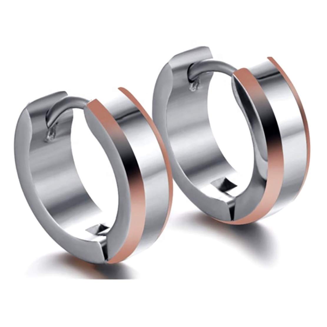 Hypoallergenic Titanium Beveled Edge Earrings - Yellow Gold & Rose Gold Plated for Sensitive Ears | Lightweight & Comfortable for Daily Wear, Work & Special Occasions