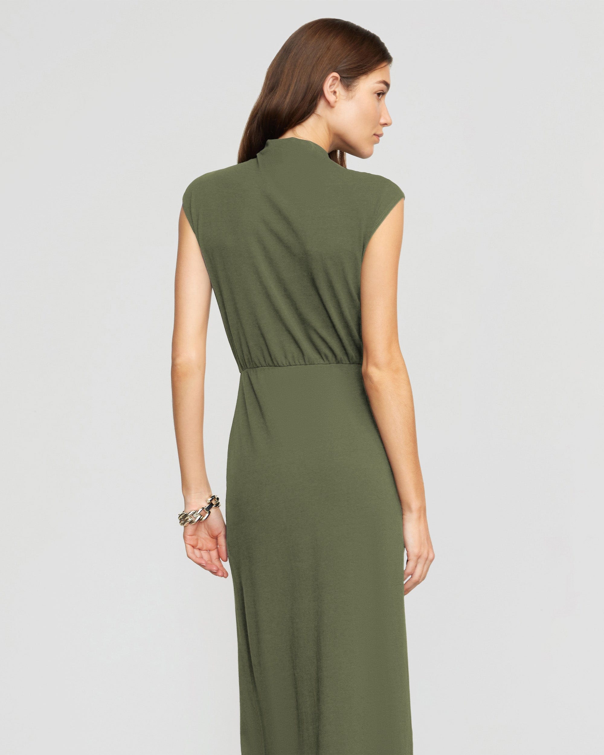 Elegant Yimei Mock Neck Side Slit Dress for Women - Chic Party & Evening Wear - Perfect for Date Night, Cocktail Events & Special Occasions