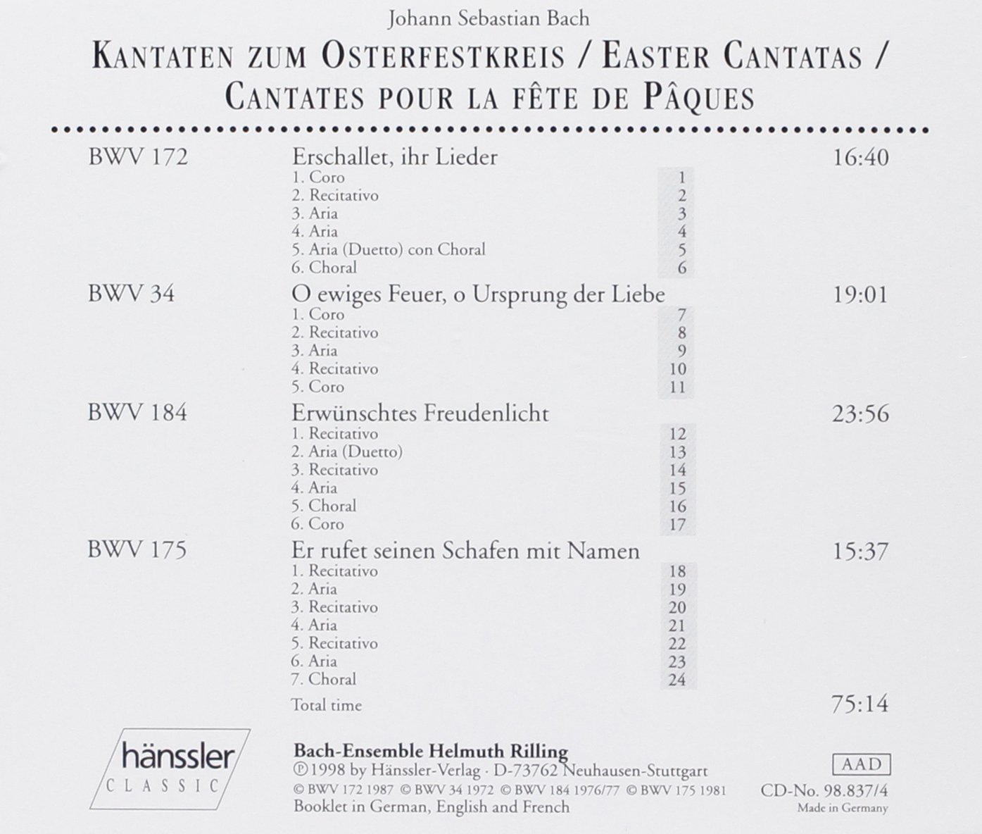 Bach Easter Cantatas by Rilling - Sacred Choral Music for Holy Week & Easter Celebrations - Perfect for Church Services, Concerts & Classical Music Lovers
