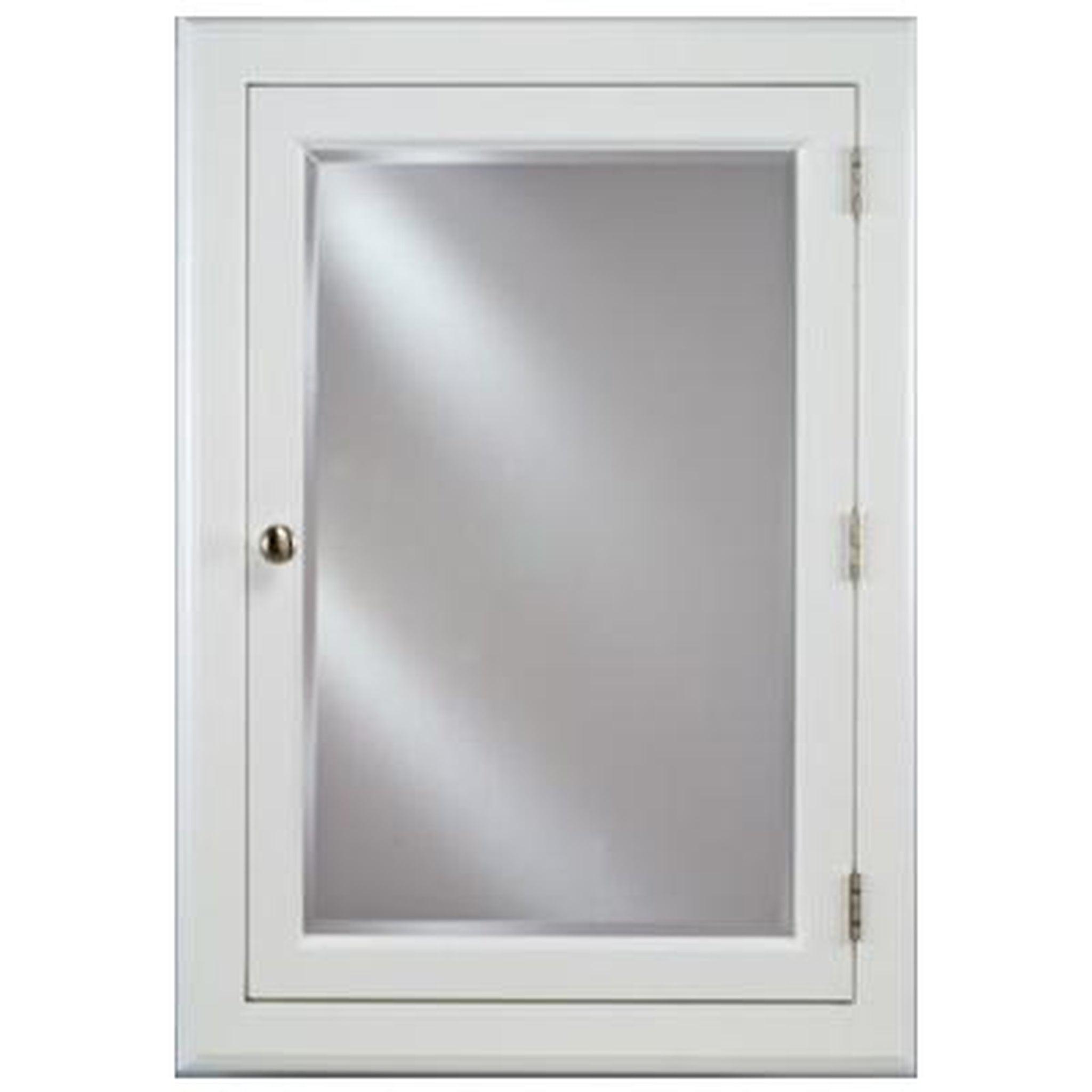 Afina Devon Large White Recessed Reversible Hinged Single Door Medicine Cabinet with Beveled Edge Mirror - Perfect for Bathroom Storage & Organization