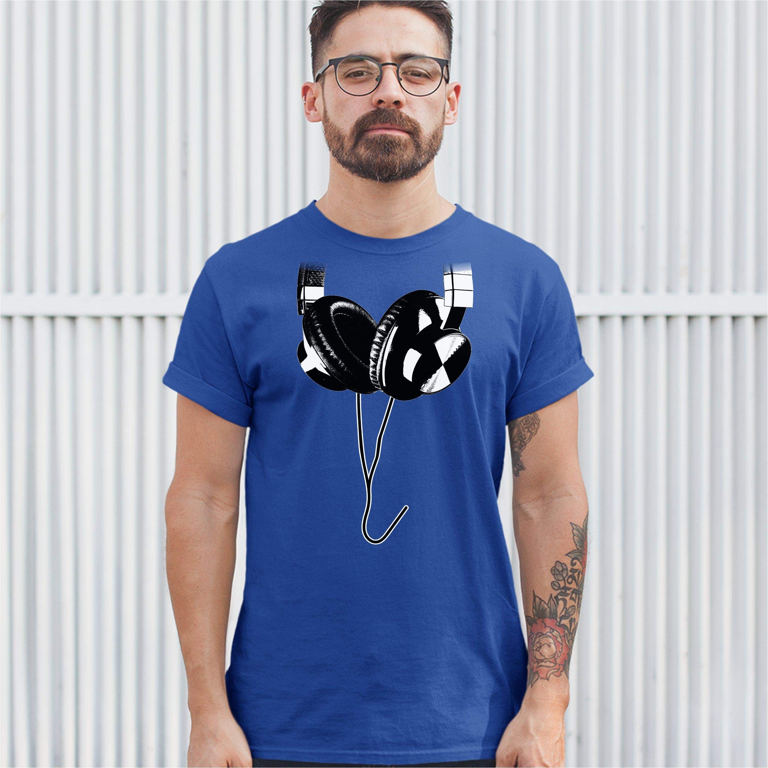DJ Music T-Shirt with Huge Hanging Headphones Design - Cool Graphic Tee for Music Lovers, DJs & Concerts