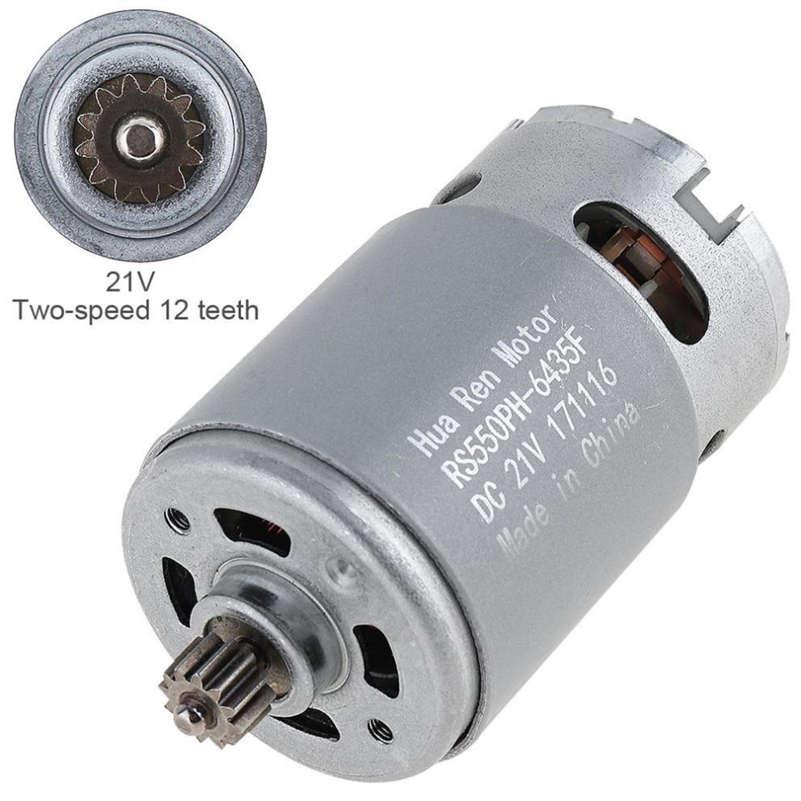12V-25V 19500 RPM High Torque DC Motor with Two-Speed Gear Box - Durable Electric Drill & Screwdriver Accessory for DIY Projects & Home Repairs (21V 12 Teeth)