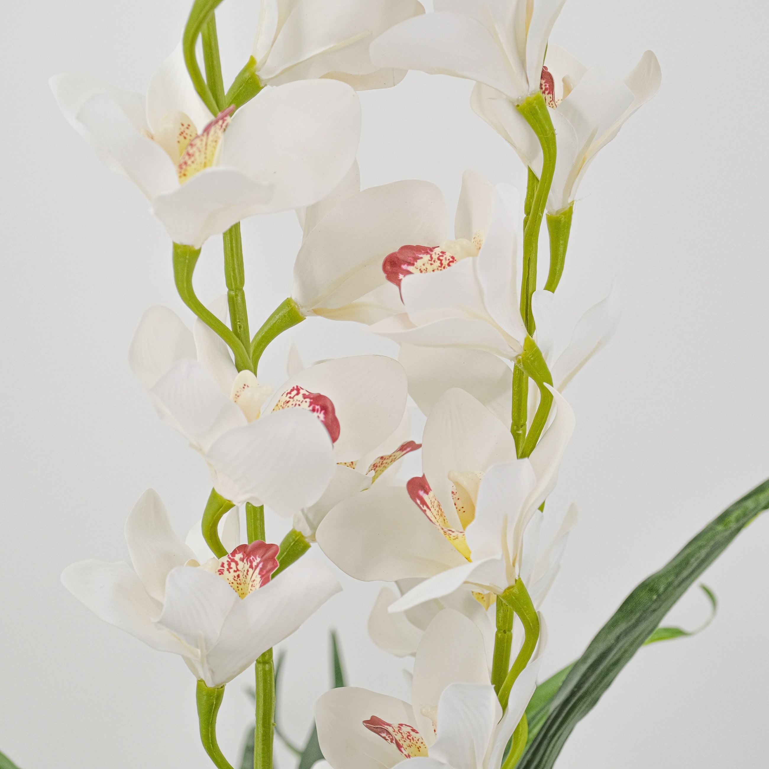 Artificial White Dancing Orchid Flower Plant - 90cm Tall Realistic Fake Orchid for Home Decor, Wedding Centerpieces, and Office Desk Decorations
