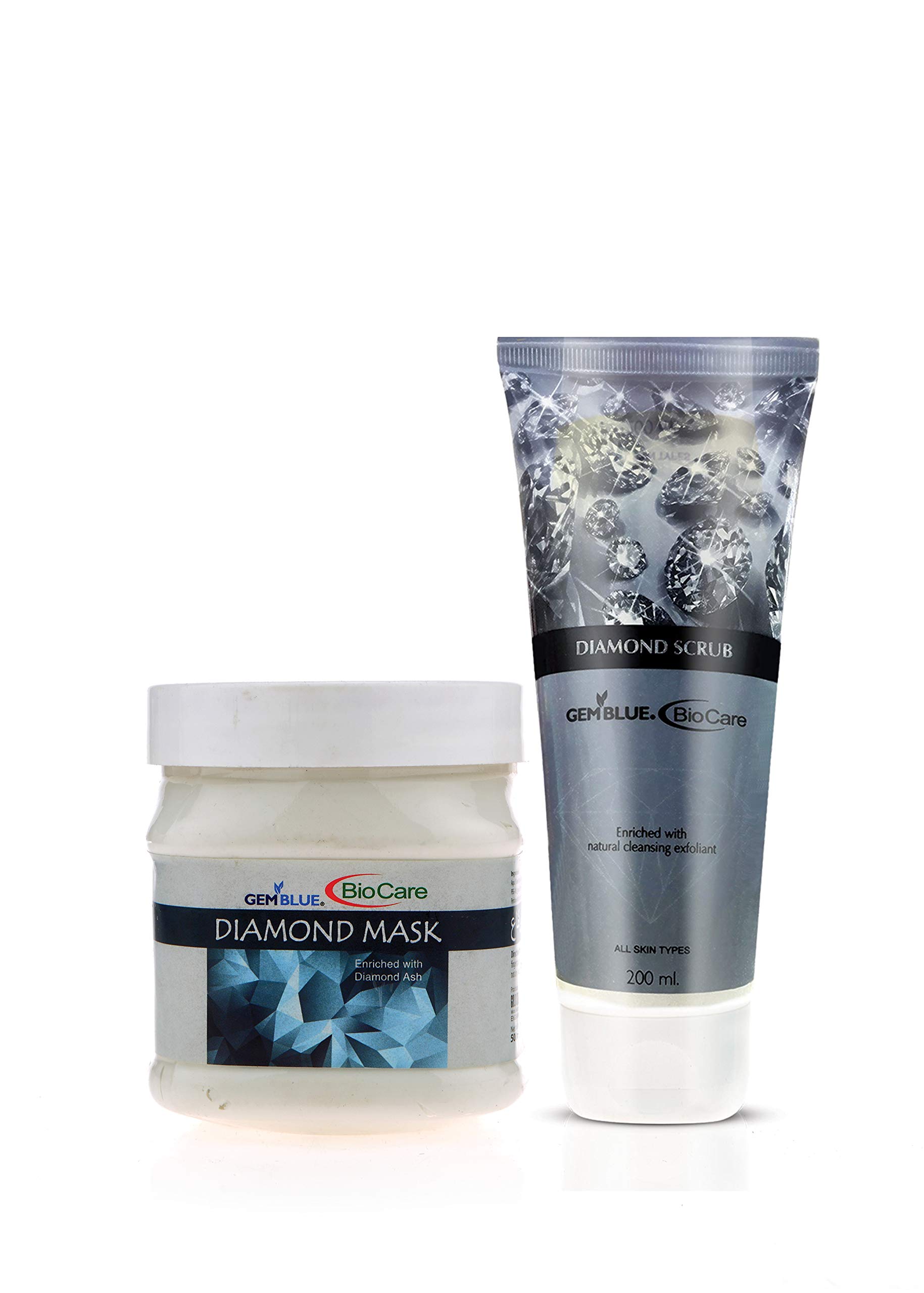 GEMBLUE BioCare Diamond Face Mask & Scrub Combo - Exfoliating & Brightening Skincare Set for Glowing Skin | Perfect for Spa Day, Self-Care Routine & Gift Giving