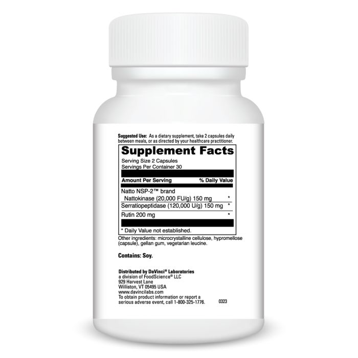 Davinci Labs Nattokinase Plus Supplement - 100mg Nattokinase with Serrapeptase for Heart Health & Circulation Support - Supports Healthy Blood Pressure & Cardiovascular Function - Perfect for Daily Wellness Routine & Active Lifestyle