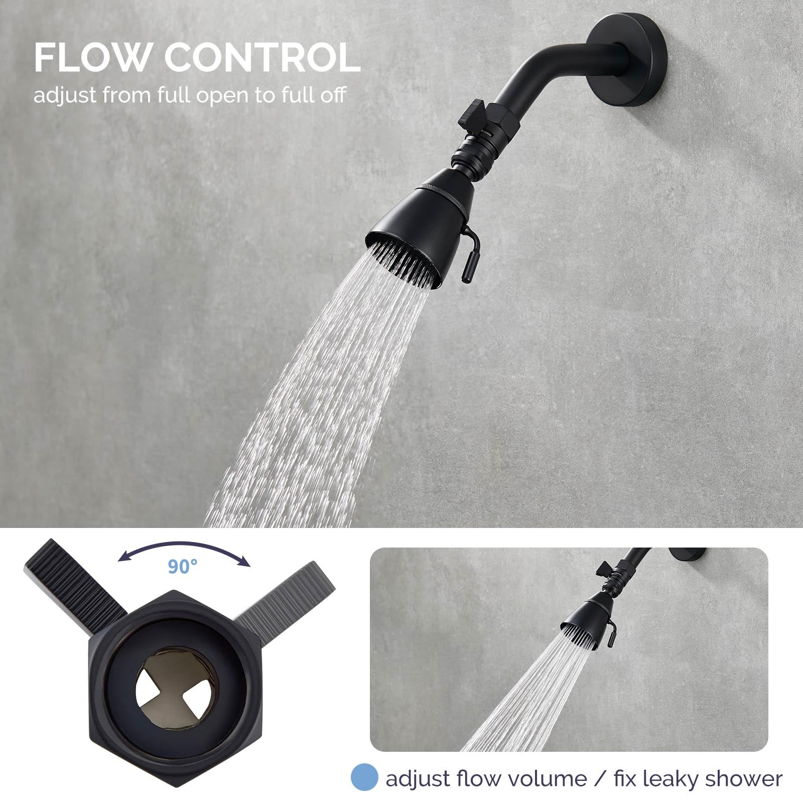 Angle Simple Shower Valve - Brass Water Flow Shut Off Valve for Hand Shower & RV Hose Flow Restrictor in Matte Black | Perfect for Bathroom Renovation, RV Plumbing & Water Conservation
