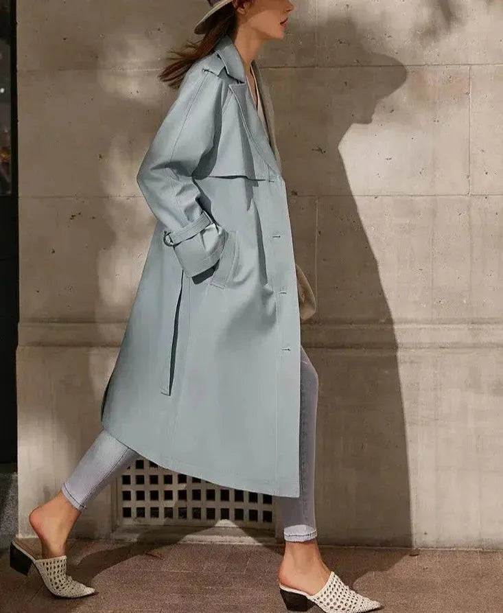 Women's Stylish Lapel Patchwork Trench Coat - Fashionable Long Jacket for Fall & Winter | Perfect for Office, Dating & Outdoor Activities