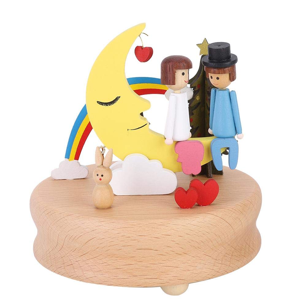 Adorable Musical Jewelry Box with Rotating Couple - Perfect Gift for Weddings, Valentine's Day & Anniversaries | Romantic Home Decor & Keepsake Storage (Moon Theme)