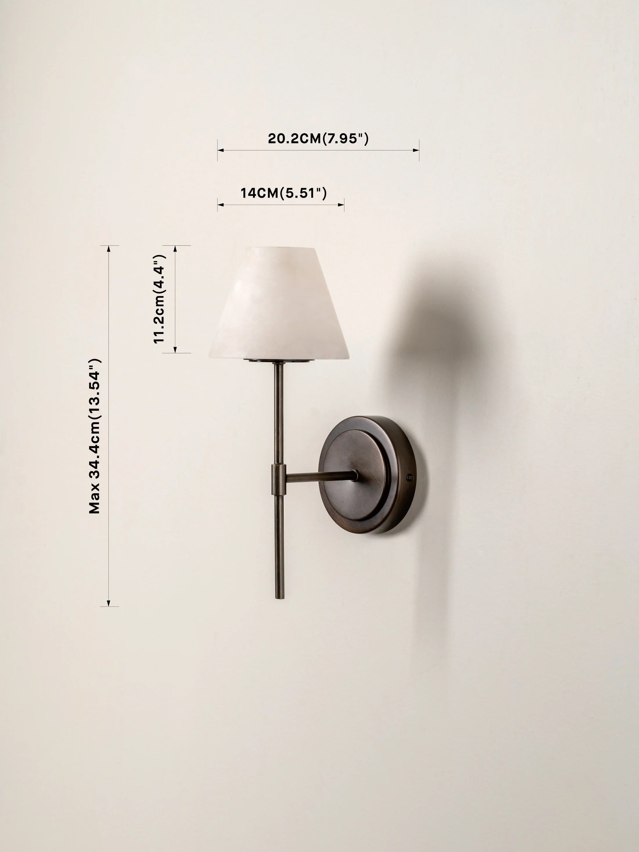 Alabaster and Bronze Wall Light - Single Sconce for Bedroom, Living Room, or Hallway Lighting