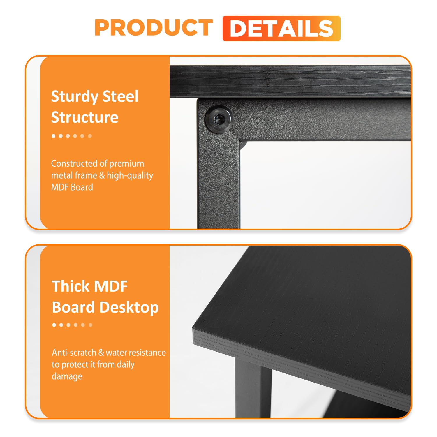 43 Inch L-Shaped Computer Desk with Durable Metal Frame - Corner Gaming Desk with Reversible Storage Shelves for Home Office, Study & Gaming - Black (Perfect for Small Spaces & Multi-Monitor Setups)