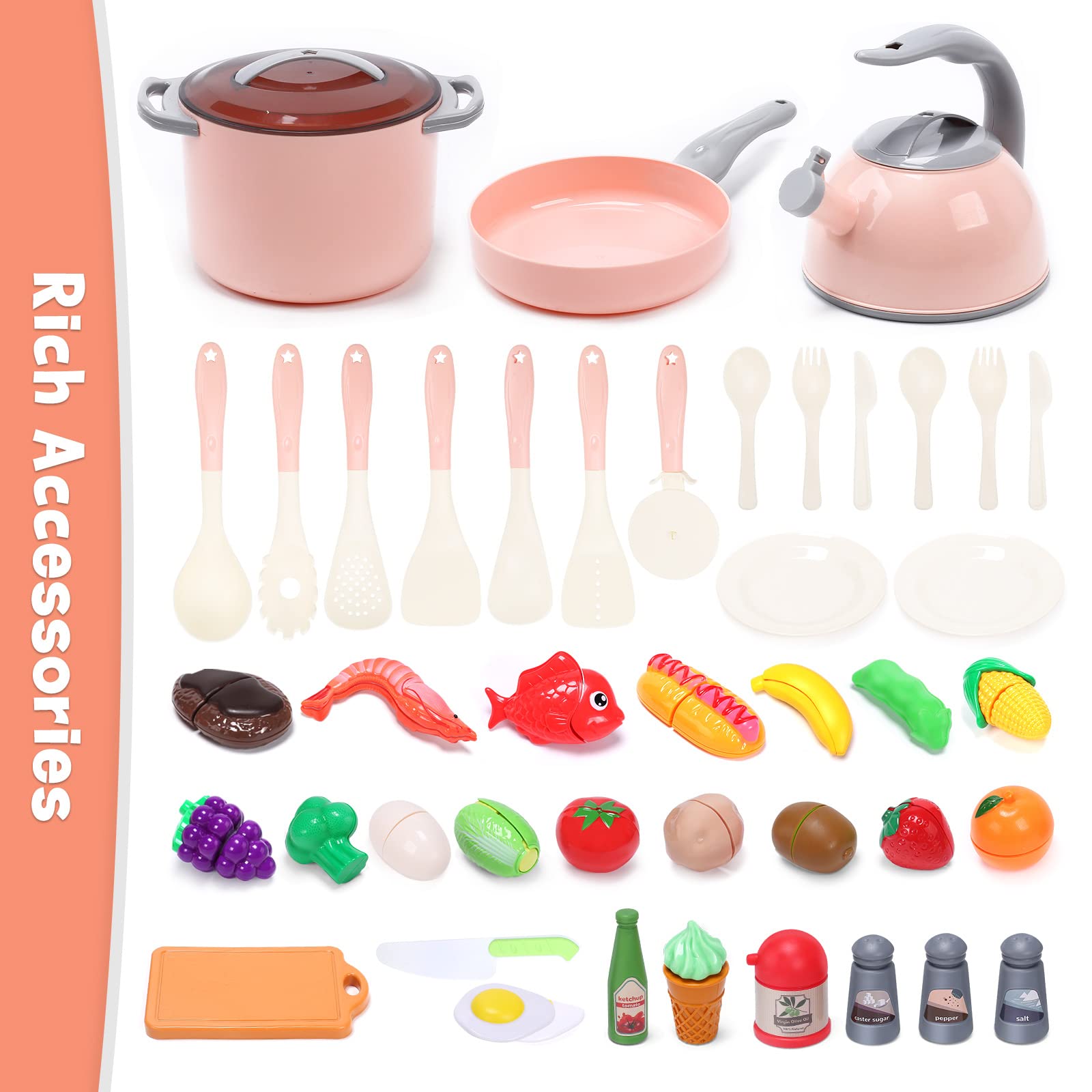 **CUTE STONE Kids Kitchen Playset - 24-Piece Pretend Play Food & Cookware Toys with Pots, Pans & Utensils - Educational Toddler Cooking Set for Boys & Girls - Perfect for Role Play, Birthday Gifts & Preschool Learning**