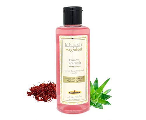 Khadi Meghdoot Ayurvedic Face Wash 210ml - Aloe Vera & Saffron Extract for Oily Skin & Acne Control - Natural Brightening Cleanser for Daily Skincare Routine (Pack of 1)
