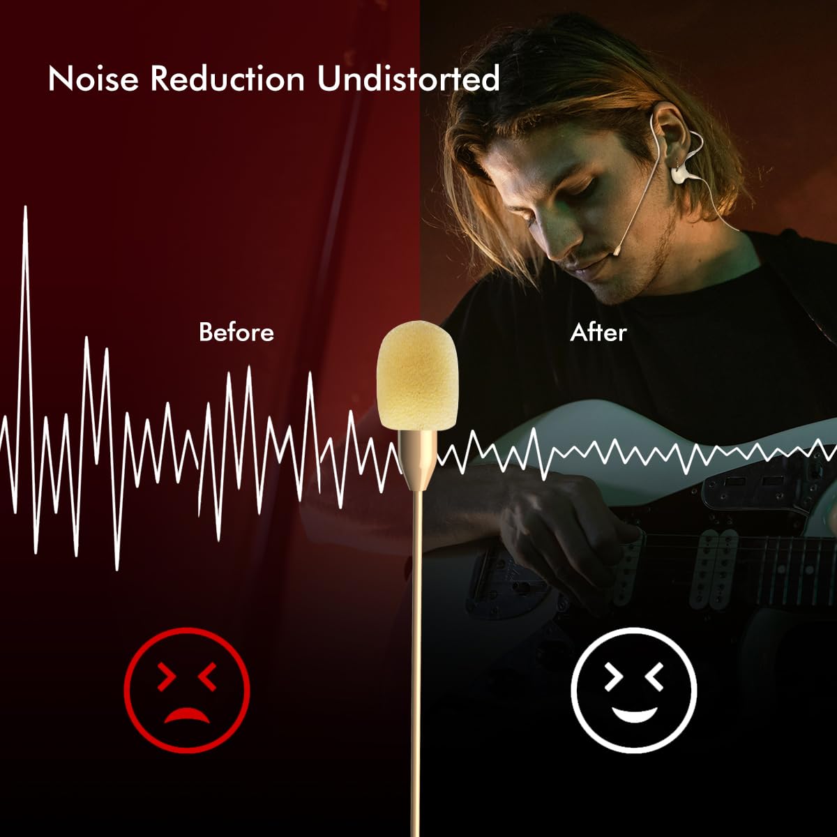 KIMAFUN Single Earset Headworn Microphone - Over Ear Hook Condenser Mic for AKG Wireless System Bodypack Transmitter - Beige D3 - Perfect for Performances, Theater Shows, Lectures & Public Speaking