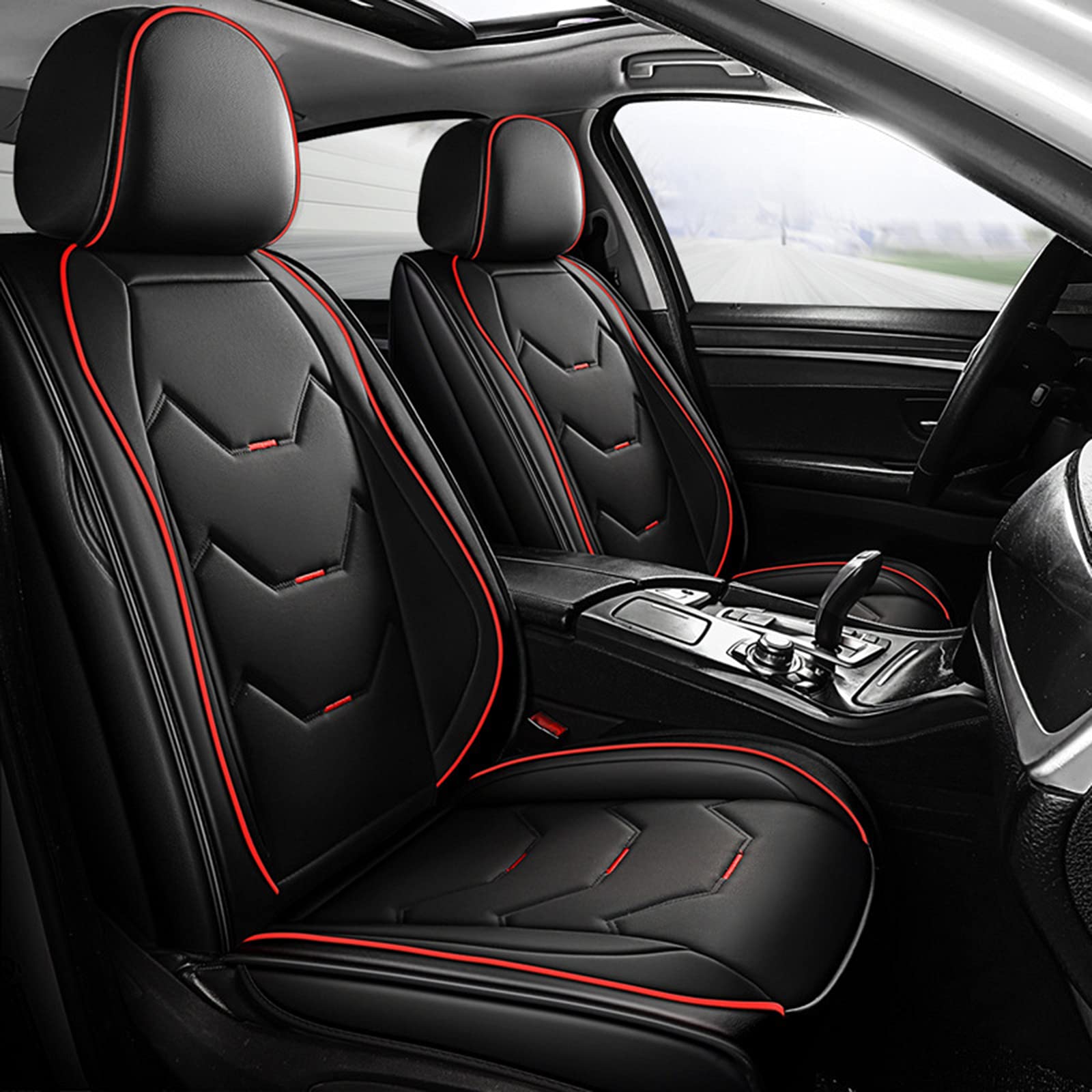 HZWZ Premium Leather Car Seat Covers - Durable, Easy to Install Interior Kit for Luxury Cars, SUVs, and Trucks - Perfect for Daily Commutes and Long Road Trips