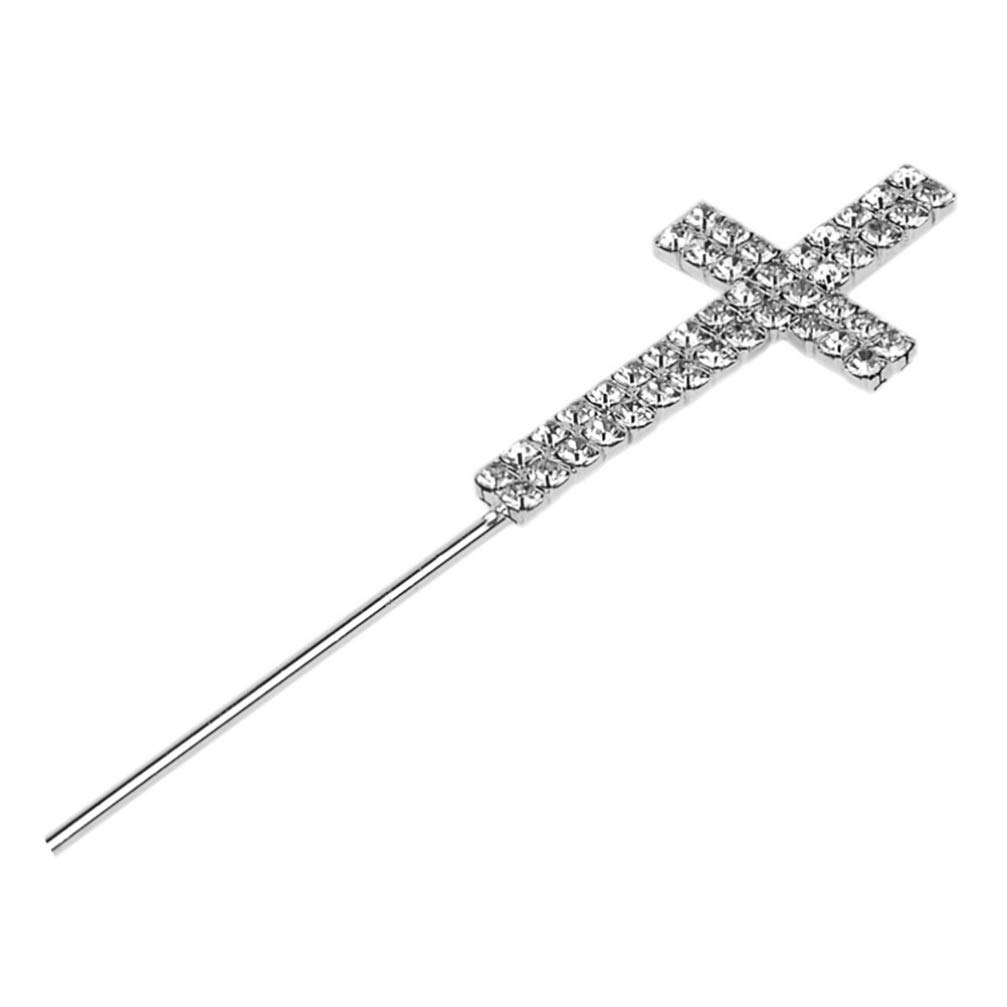 2pcs Elegant Rhinestone Cross Cake Toppers - Fruit Picks for Cupcake Decorations | Perfect for Baptism, Wedding, and Birthday Party Celebrations